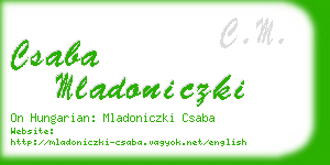csaba mladoniczki business card